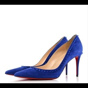 100% Authentic NWT Christian Louboutin Veau Velours Anjalina Pumps Azulejo 39.5